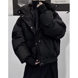 新款韩版假两件棉服男痞帅黑色加绒加厚立领棉衣休闲外套 MC440图片