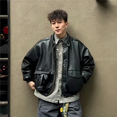 网图现货加厚加棉皮衣飞行员外套1209-1-JK19-P90主推可谈，男装夹克，星座1209-1