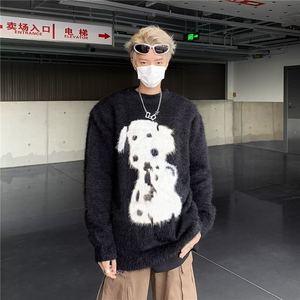斑点狗水貂绒毛衣男女冬季软糯马海毛中长款针织衫上衣潮MY9197