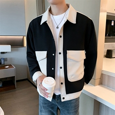 男士夹克外套上衣翻领工装拼接休闲潮流外穿百搭款JK07358-P60，男装夹克，星座308B-2