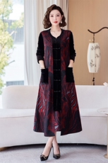 太洋气高贵连衣裙女2025春秋时尚妈妈外套大码胖mm巨显瘦套装，女装套装/套裙，缘衣格