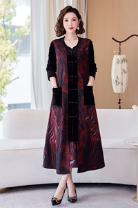 太洋气高贵连衣裙女2025春秋时尚妈妈外套大码胖mm巨显瘦套装图片