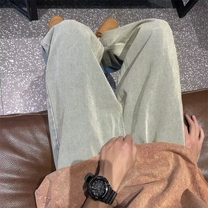 欧美高街牛仔裤男夏季新款ins潮牌黄泥染牛仔裤NA09 P45图片