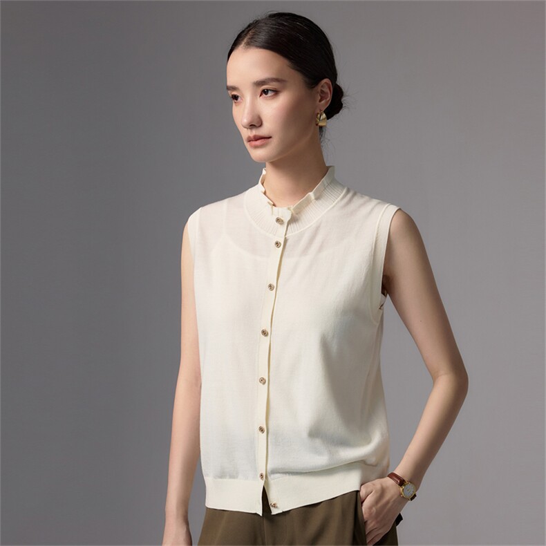 2025秋冬百搭时尚简约圆领无袖针织衫，女装针织衫/毛衣，蚂蚁派对工厂直营店