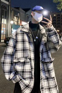 大衣男秋冬季新款潮牌夹克港风宽松粗织外套 J6511 P95图片
