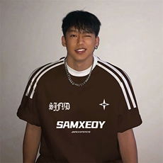 夏季美式高街重磅纯棉三条杠织带撞色男女短袖T恤ZD363-特P30，男装T恤，电商A486