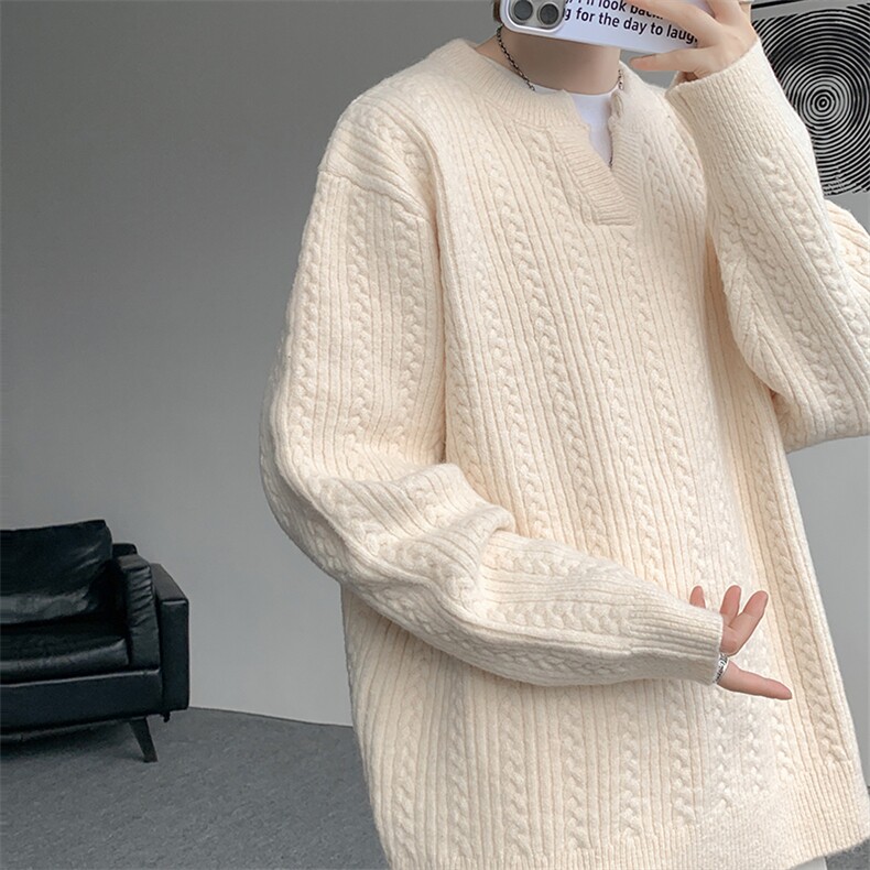 含羊毛！v领麻花羊毛衫男立领套头羊绒衫男针织毛衣男MY1225-P65,男装针织衫/毛衣,电商D206-1