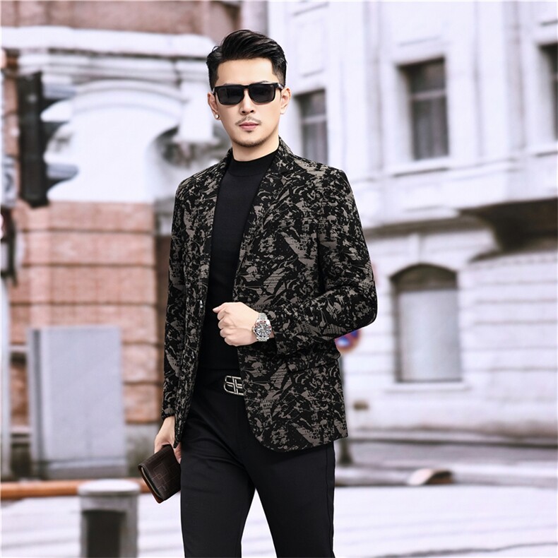 春秋款男士绵羊皮西服真皮休闲外套中年男装百搭通勤夹克地图纹,男装夹克,电商B360A（原721A）