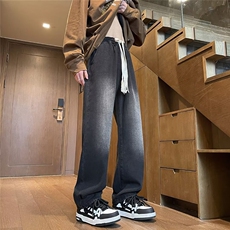 复古黑灰水洗直筒牛仔裤男女款H812P45，男装牛仔裤，星座1116-2
