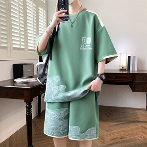 TZ24356-特P50短袖短裤套装男青少年夏季冰丝t恤男装学生一套图片