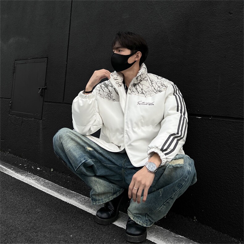 PU皮棉服冬季宽松港风棉衣立领冬装棉袄外套男MY249-特P105控168,男装棉衣,电商B370