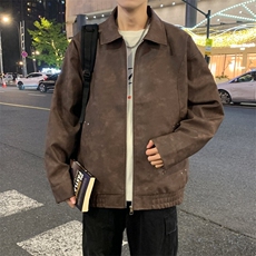 美式复古翻领皮衣外套男美拉德高级感麂皮绒情侣夹克A02518-P85，男装夹克，星座308B-2