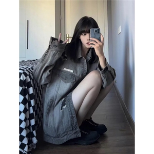 2025美式高街设计感水洗破洞牛仔外套女春季做旧工装潮牌vibe夹克图片