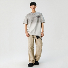 2025新款潮牌短袖宽松韩版字母印花扎染工艺T恤T9017/P5588，男装T恤，星座202