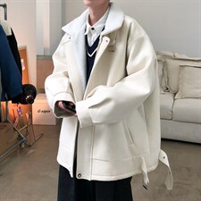 秋冬呢料港风ins纯色加厚羊羔毛短款男保暖棉衣A071-089-P125，男装棉衣，电商A071