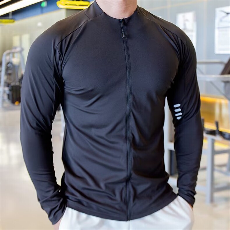 运动长袖男骑行服健身上衣速干紧身弹力跑步训练拉链衫外套夏季，女装短外套，星座506A
