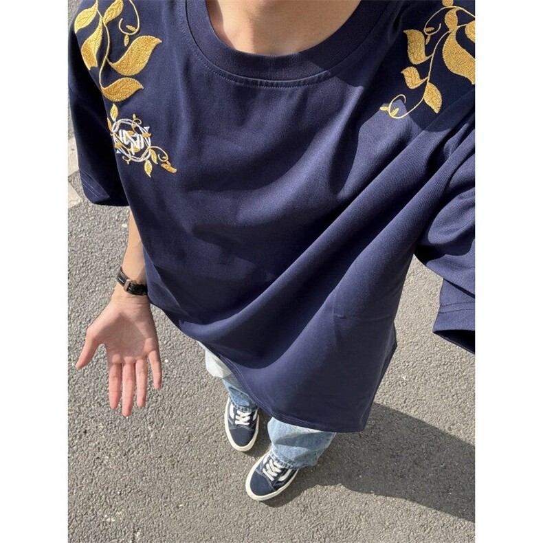 【有货】BK928CC-特P32花卉藤蔓刺绣短袖T恤男女,男装T恤,星座1007（原301D）