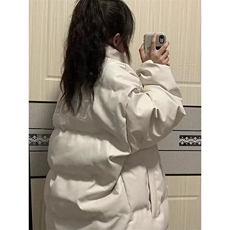 学院风立领保暖pu皮字母刺绣棉服女冬季新款学生复古宽松棉衣外套，男装皮衣，星座506A