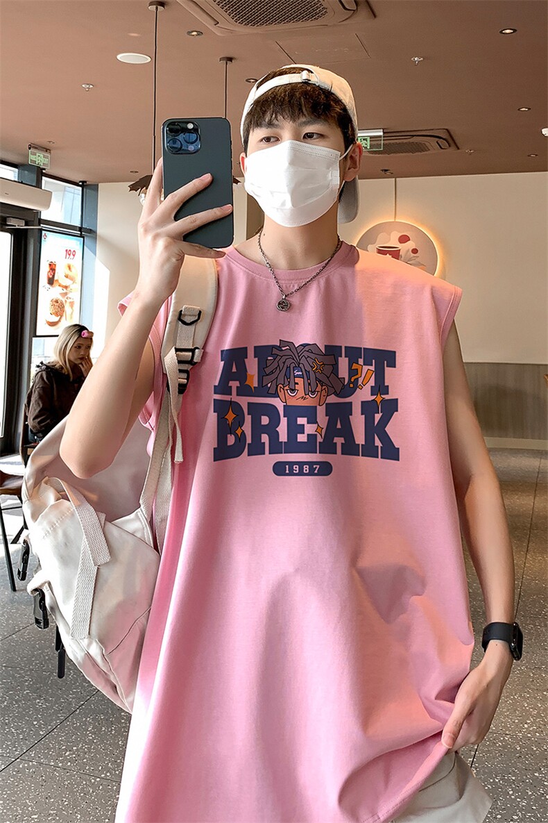 新款直播得物抖音品质纯棉重磅250克男无袖背心T恤T545P28控39,男装背心/马甲,电商C408(原B339-1)