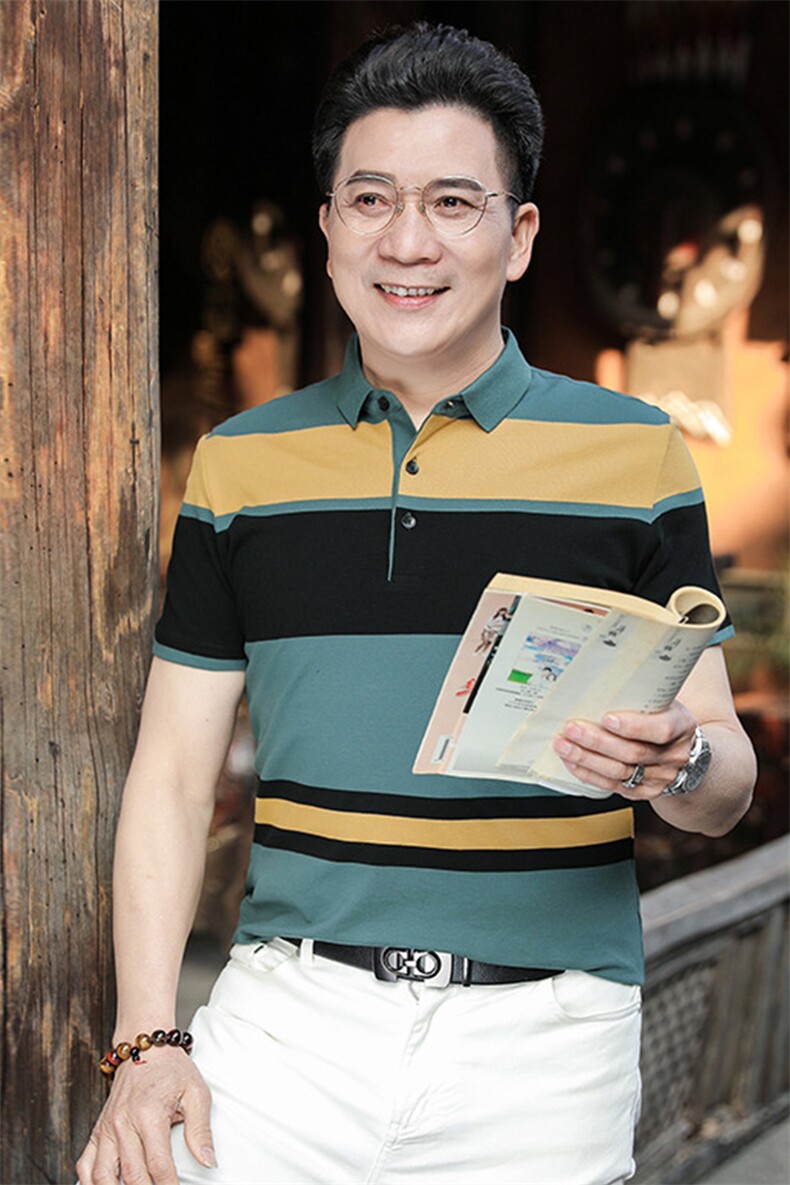 polo衫中年商务休闲男装夏季新款男士短袖T恤半袖翻领宽松上衣服,男装Polo衫,电商B212（原钱塘6029）