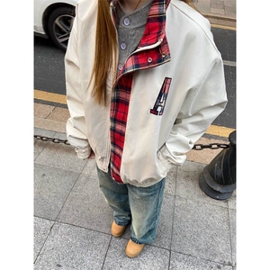 W9606-P70 网图现货 美式立领字母刺绣夹克休闲棒球服图片