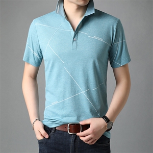 夏季新款男士翻领短袖t恤中年有领男装上衣服休闲POLO衫