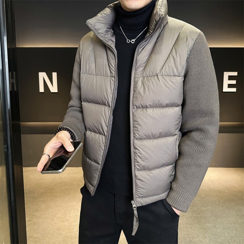 90绒-冬季新款潮流高级感针织袖羽绒服男外套25A-M-3XL-P245,男装羽绒服,电商B255