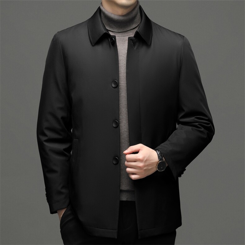 男士羽绒服冬季2023新款中年爸爸装休闲翻领白鸭绒加厚保暖外套,男装羽绒服,电商B212（原钱塘6029）