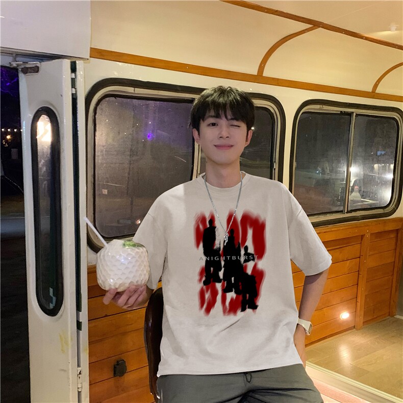 得物抖音品质潮流美式麂皮绒印花短袖T恤djp281-特批23控39,男装T恤,星座605(原A050)