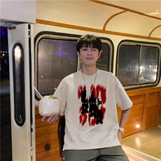 得物抖音品质潮流美式麂皮绒印花短袖T恤djp281-特批23控39，男装T恤，星座605(原A050)