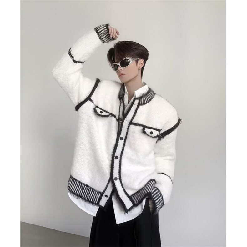 MM402-P59美式复古休闲慵懒风新款开衫针织毛衣外套,男装针织衫/毛衣,星座617A-2