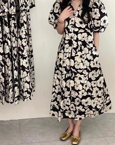 新款韩版碎花连衣裙,女装连衣裙,青菜萝卜