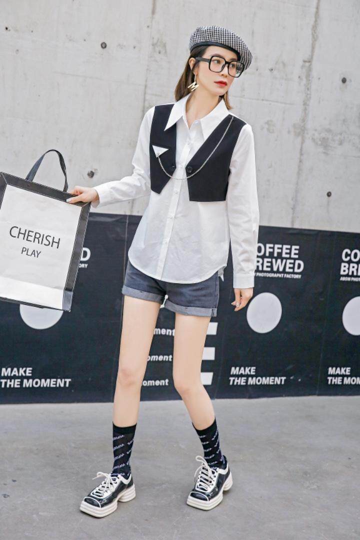 春季新款小衫链条假两件，其它，林依芭莎(1F)