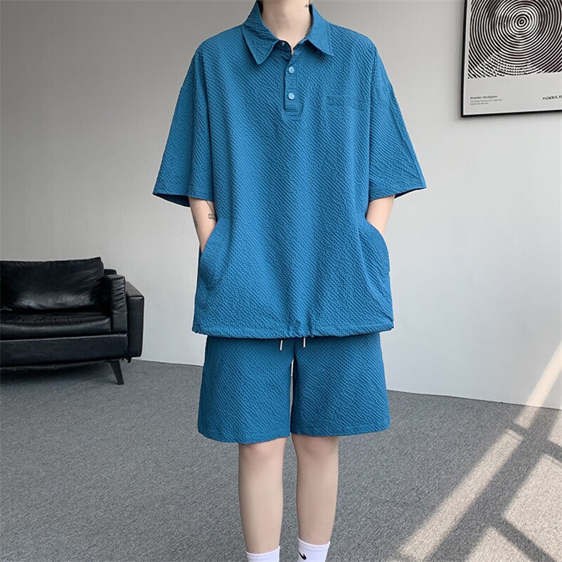 8XL-M日系工装短袖衬衫男夏季POLO衫t恤休闲运动套装TZ38004特P55，男装Polo衫，电商B312