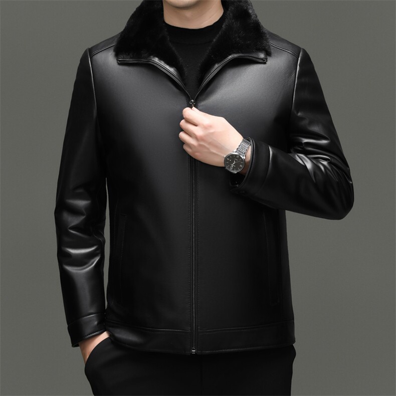 BG-J9003海宁绵羊皮真皮皮衣男水貂内胆保暖皮夹克外套男装，男装夹克，电商B360A（原721A）