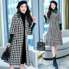 2021冬季新款毛呢外套千鸟格呢大衣5813，女装毛呢外套，橙子家