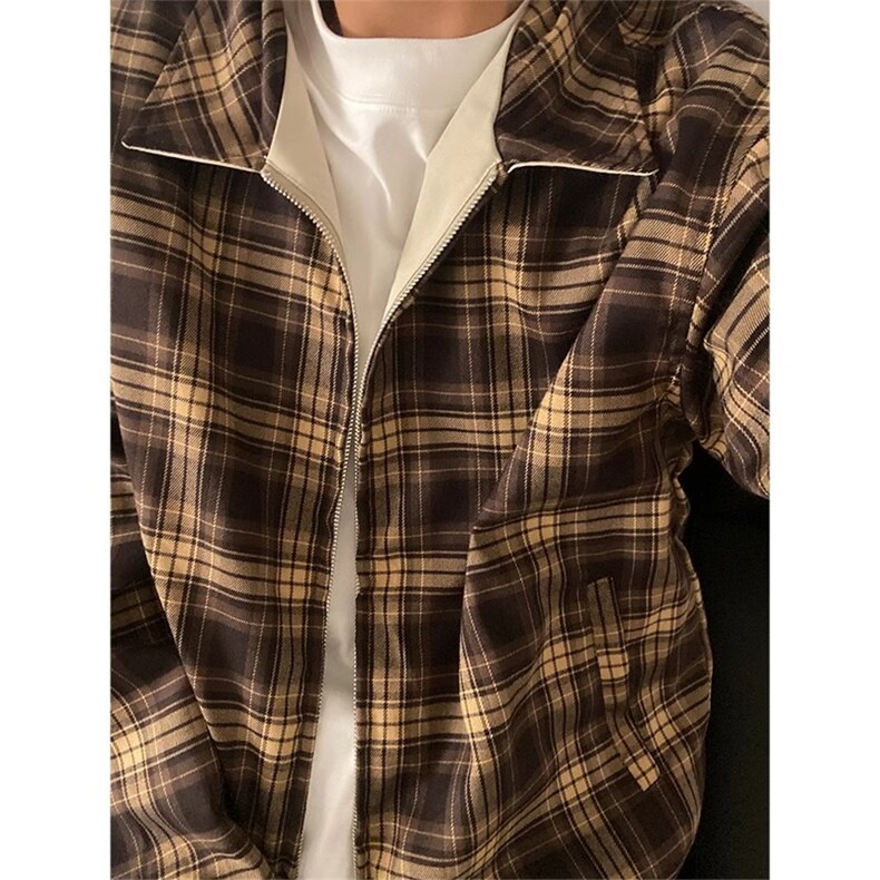 美式复古格子双面穿夹克外套宽松男秋季新款上衣1008-LJK9411-p68,男装夹克,星座1008