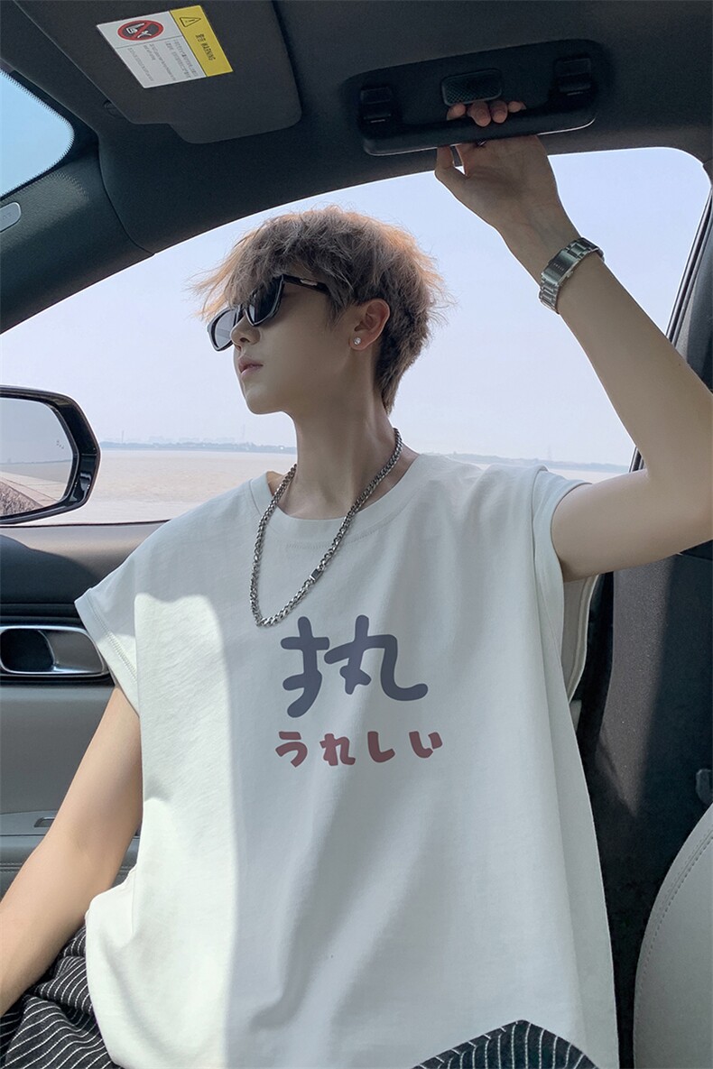 夏季外景纯棉美式情侣宽松背心男潮流运动坎肩无袖T恤BX00157/P25,男装背心/马甲,电商B316