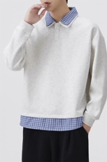 秋季现货假俩件宽松衬衫领套头卫衣男DSA157B-W6715-特P43，男装卫衣，电商A157B