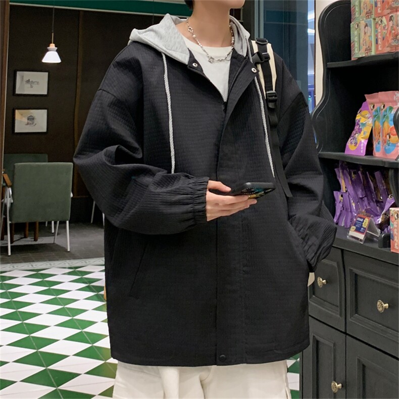 JK9018/P70春装新款现货中性风防水泡泡格个性夹克男大码宽松外套,男装夹克,电商A141