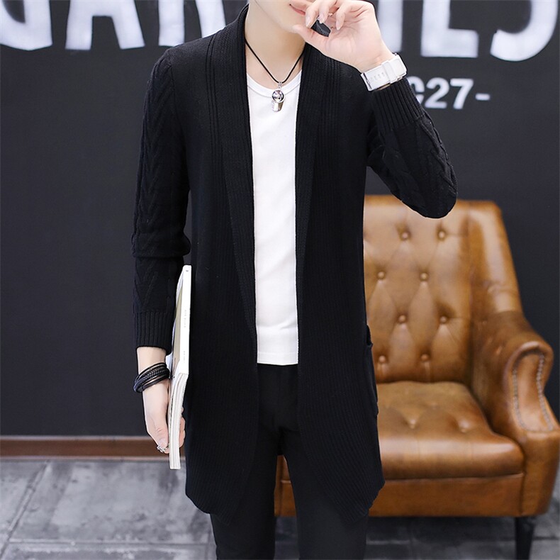 Y9309男士毛衣线衣针织开衫男潮修身中长款披风针织外套男,男装针织衫/毛衣,电商D310（原电商305）