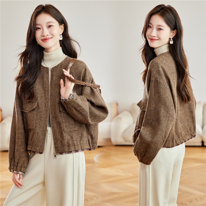 短款外套女2025秋冬季新款小个子独特超好看漂亮韩系chic毛呢夹克，女装毛呢外套，木子恋