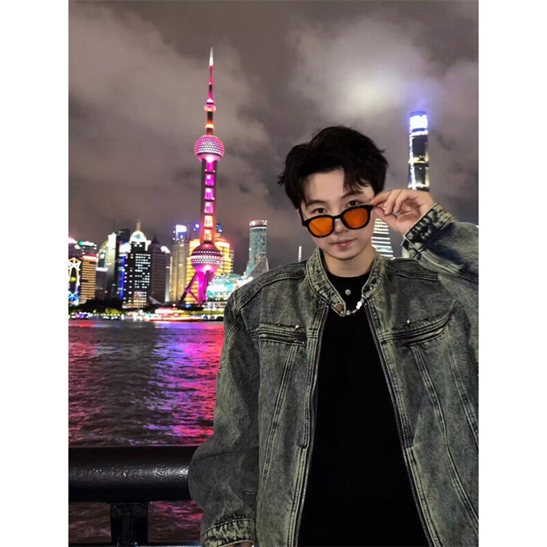 DY2305-P78美式水洗垫肩拼接牛仔外套潮牌夹克男-网图档口大货,男装夹克,星座603-2
