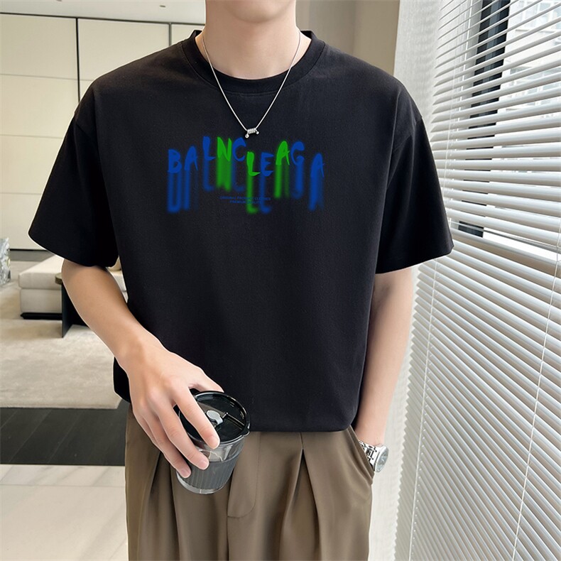 店主风夏季纯短袖T恤男2023新款轻熟风纯色字母半袖TX40-P38,男装T恤,星座301C-5