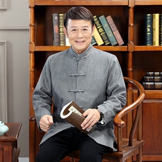 秋冬新款中年唐装男长袖夹克外套加绒棉服YDC8059-常规125加绒135，男装棉衣，星座1105-3