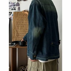 美式复古上衣立领机车拉链情侣小众设计感男女工装外套，男装工装外套，星座506A