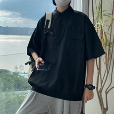 POLO衫短袖男夏季潮牌宽松t恤潮流港风百搭设计感小众PL140P34，男装T恤，星座1013-5