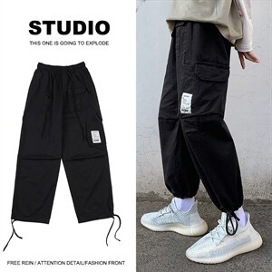 男士宽松休闲长裤运动工装裤潮牌韩版潮流百搭束脚裤子H61-p35，男装工装外套，星座1008-2