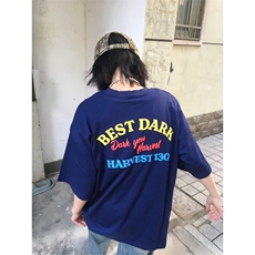 网图有货美式刺绣短袖男女发泡印花宽松落肩半袖t恤A432-特P28，男装T恤，星座1505