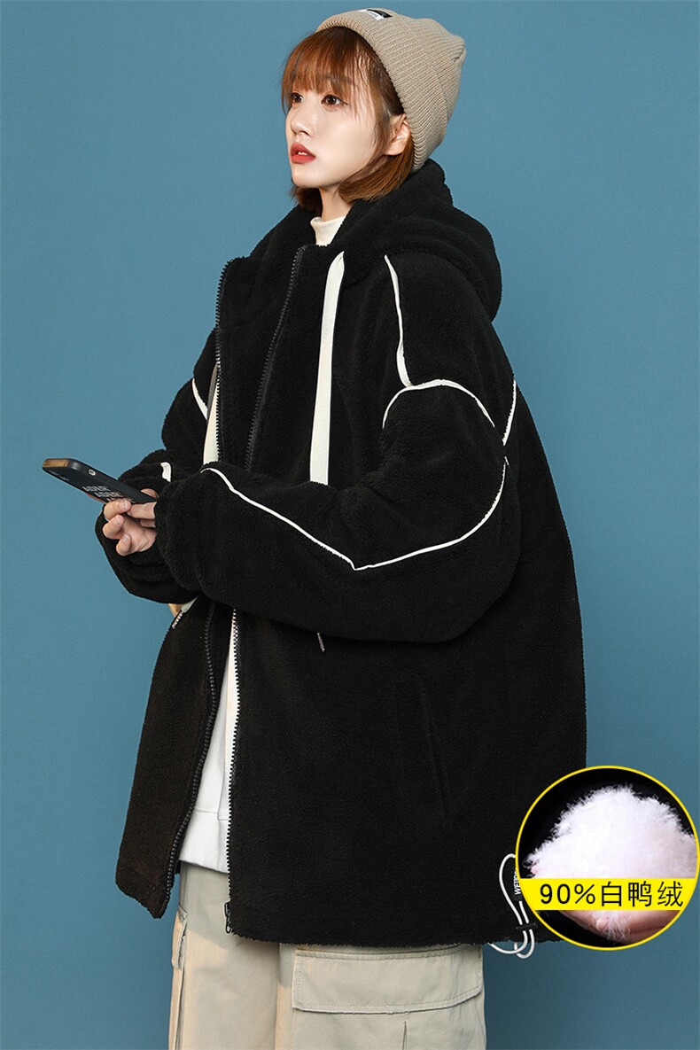 冬装中性风加厚羊羔绒连帽外套加绒羽绒服男女8153-P195控价268,男装羽绒服,电商A441-1
